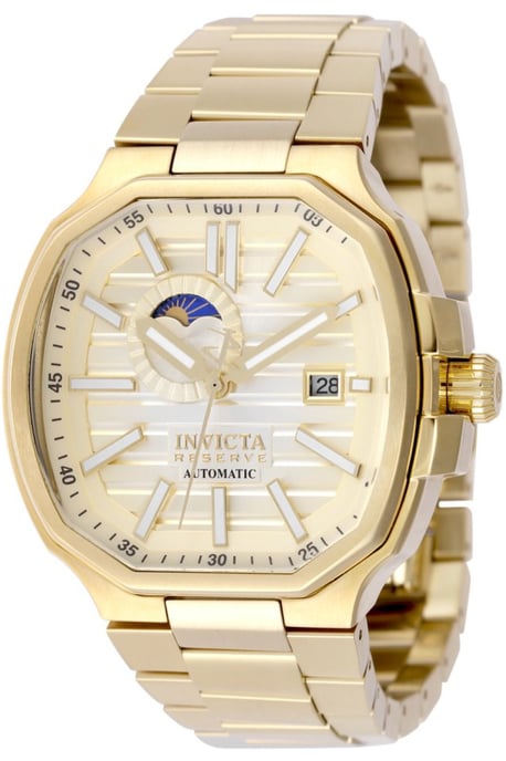 INVICTA Reserve 50092 Herenhorloge - Automatisch Uurwerk - Roestvrij Staal met Gouden Wijzerplaat - 45 mm - Image 1