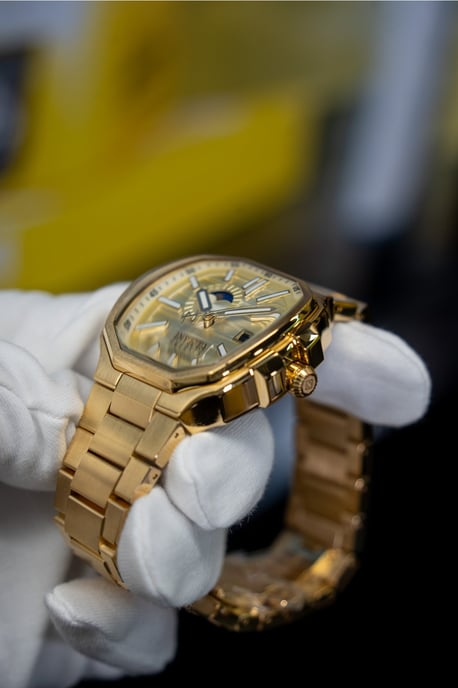 INVICTA Reserve 50092 Herenhorloge - Automatisch Uurwerk - Roestvrij Staal met Gouden Wijzerplaat - 45 mm - Image 3