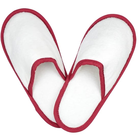 The One Towelling Unisex Adult Slippers (White/Burgundy) - Image 1