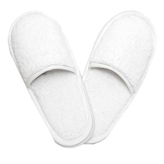 The One Towelling Unisex Adult Plain Cotton Slippers (White/White) - Image 1