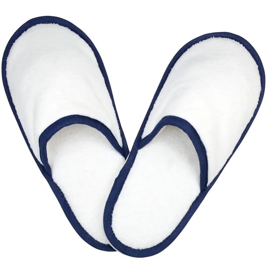 The One Towelling Unisex Adult Slippers (White/Navy Blue) - Image 1