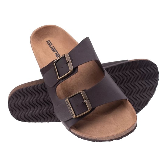 Iguana Heren Frisso Leren Sliders (Bruin/zwart) - Image 5