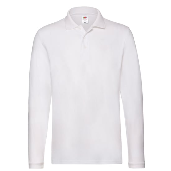 Fruit Of The Loom Mens Premium Plain Long-Sleeved Polo Shirt (White) - Image 1