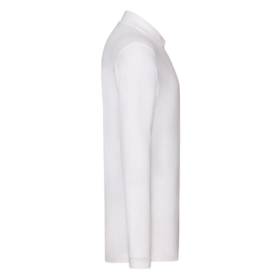 Fruit Of The Loom Mens Premium Plain Long-Sleeved Polo Shirt (White) - Image 3