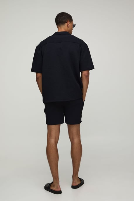 Short Sleeve Oversized Jersey Textured Shirt & Short Set - Image 2