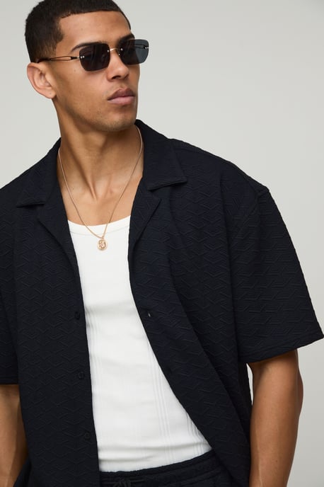 Short Sleeve Oversized Jersey Textured Shirt & Short Set - Image 3