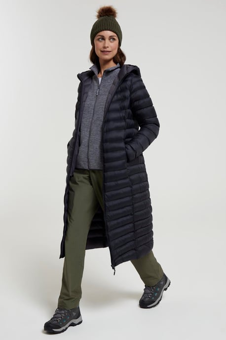 'Florence' Women's Extra Long Padded Jacket Water Resistant Winter Coat Black - Image 2