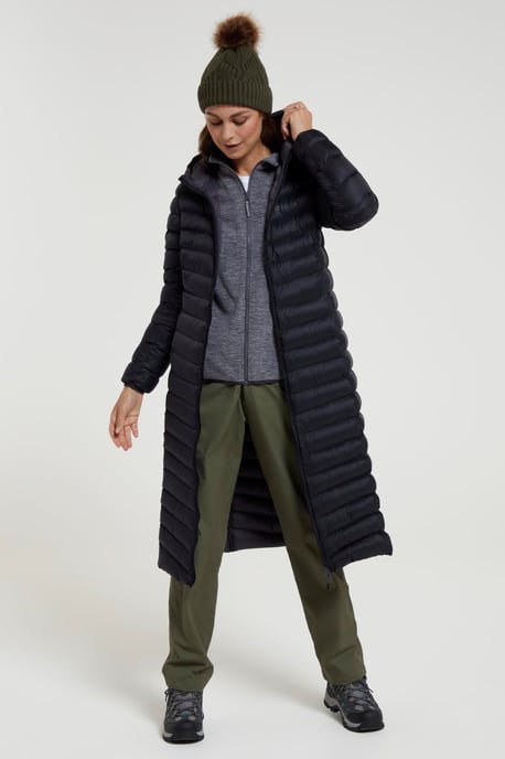 'Florence' Women's Extra Long Padded Jacket Water Resistant Winter Coat Black - Image 4