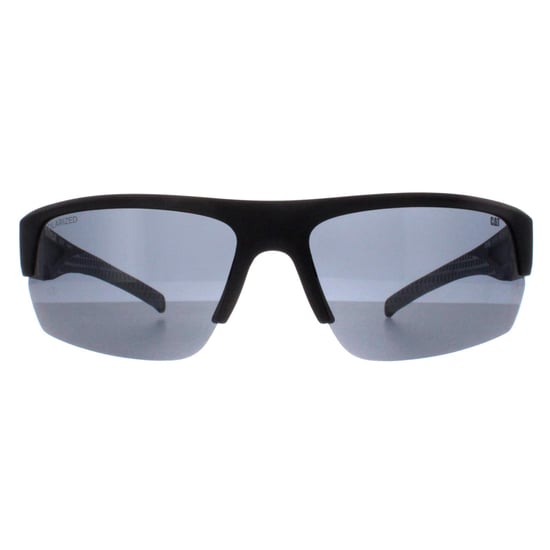 Caterpillar Semi Rimless Mens Matte Black Solid Smoke Polarized CTS-8022 - Image 1