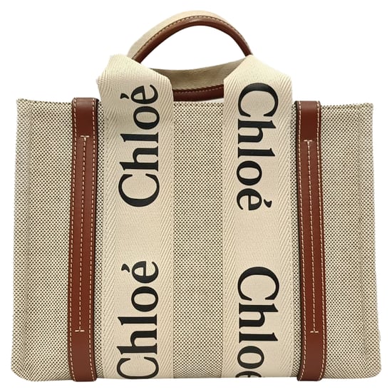 Chloé Small Woody Tote Bag in Beige Cotton Canvas - Image 3