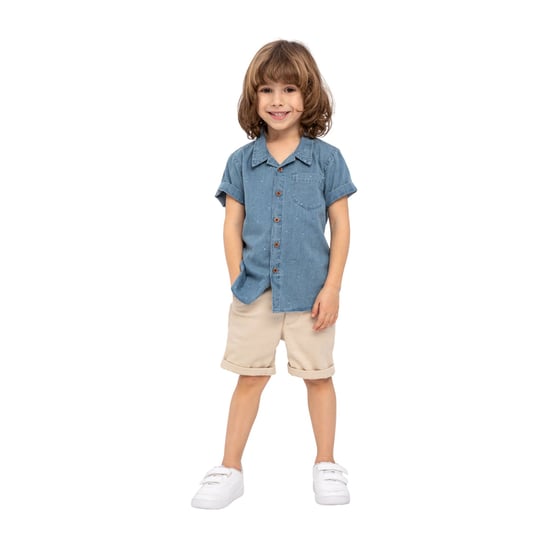 Minoti Jongens Bedrukt Denim Shirt (Blauw) - Image 4