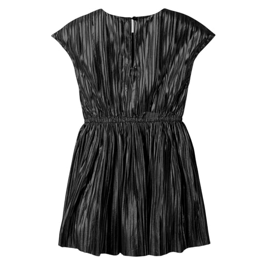 Minoti Metallic geplooide jurk voor meisjes (Zwart) - Image 2