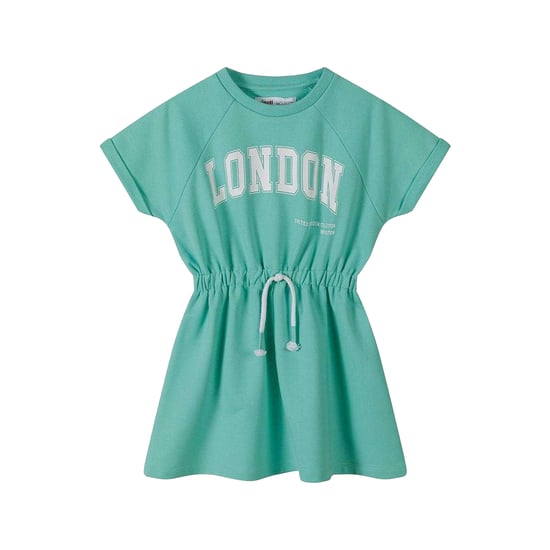 Minoti Meisjes Text Fleece Elastische Taille Oversized Jurk (Groen) - Image 1