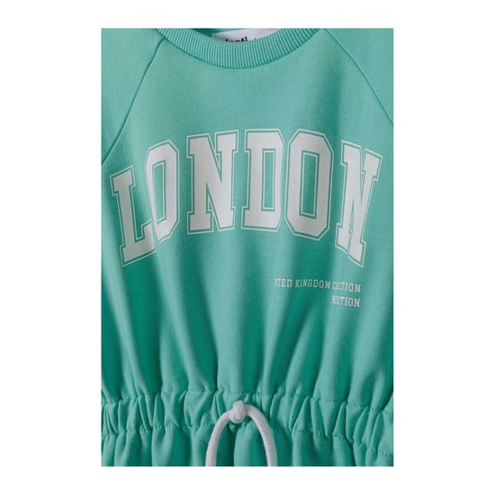 Minoti Meisjes Text Fleece Elastische Taille Oversized Jurk (Groen) - Image 3