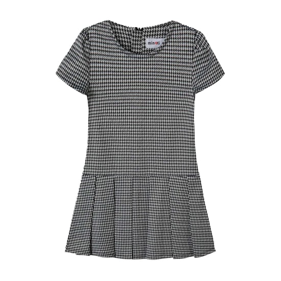Minoti Dogtooth geplooide zoomjurk voor meisjes (Zwart) - Image 1