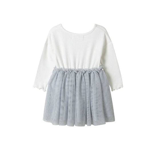Minoti Meisjes Glitter Mesh Skater Jurk (Wit/Grijs) - Image 2