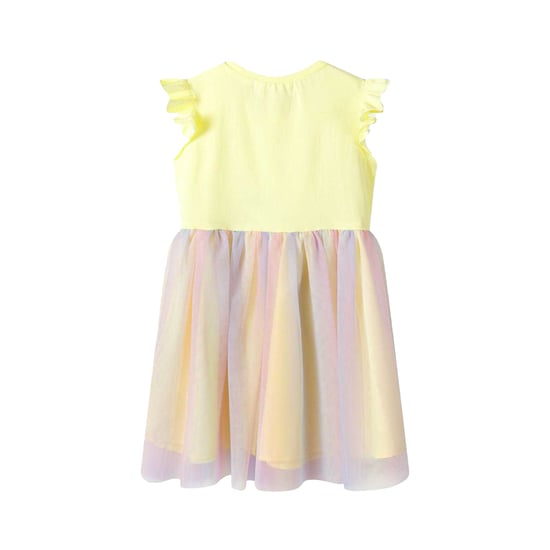 Minoti Meisjes Pailletten Mesh Rok Frill Jurk (Geel) - Image 2
