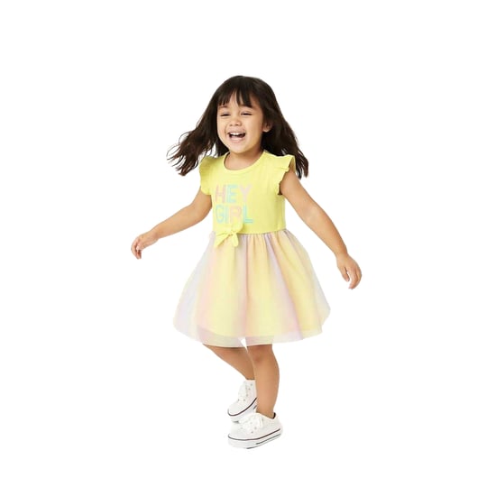 Minoti Meisjes Pailletten Mesh Rok Frill Jurk (Geel) - Image 4