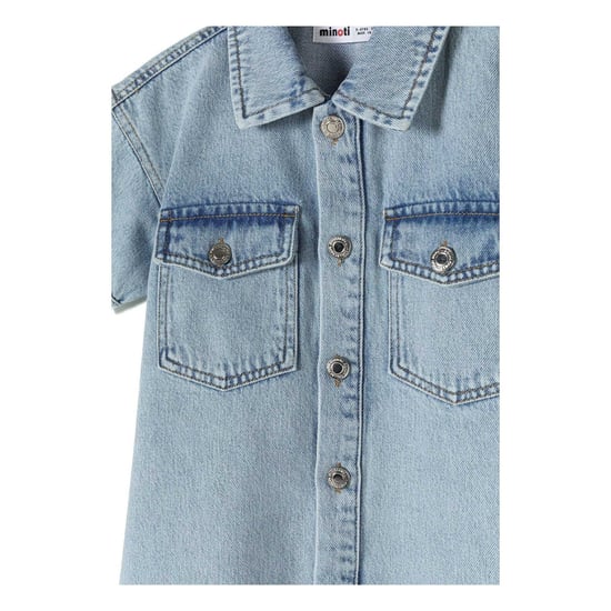 Minoti Denim jurk met korte mouwen voor meisjes (Lichtblauw) - Image 3
