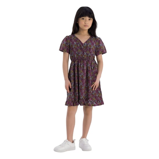 Minoti Meisjes Wrap Frill Hem Jurk (Veelkleurig) - Image 4