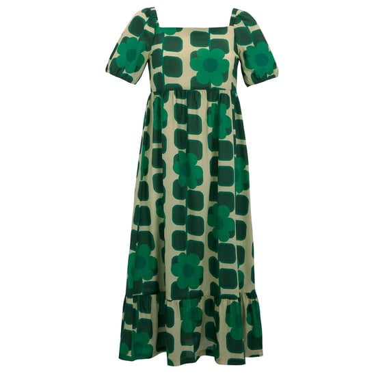 Regatta Dames/Dames Orla Kiely Reuze Vierkante Bloemen Zomer Midi Jurk (Groen) - Image 1