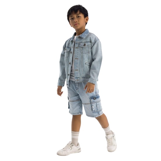 Minoti Jongens Denim Cargo Shorts (Blauw) - Image 4