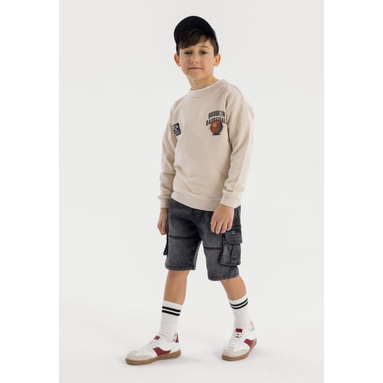 Minoti Jongens Denim Cargo Shorts (Zwart) - Image 1