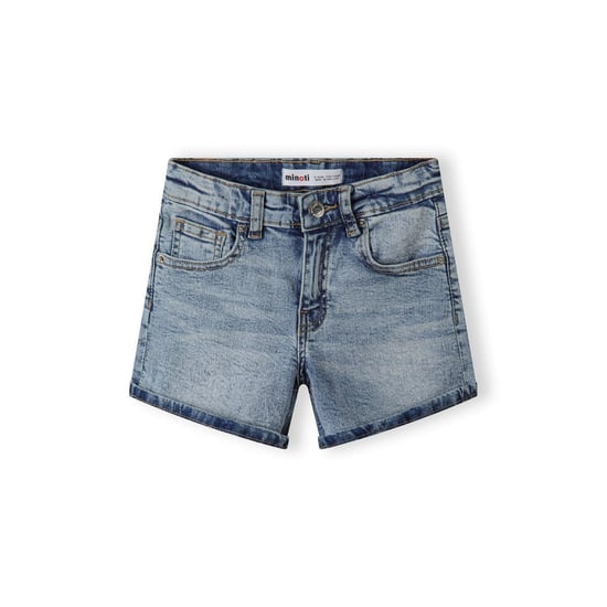 Minoti Effen denim shorts voor meisjes (Lichtblauw) - Image 1