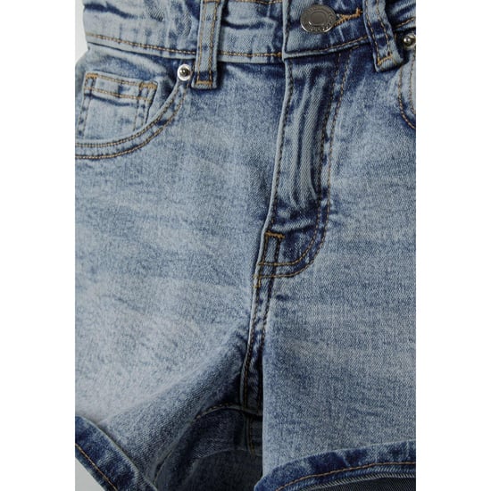 Minoti Effen denim shorts voor meisjes (Lichtblauw) - Image 3