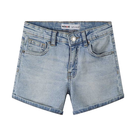 Minoti Effen denim shorts voor meisjes (Blauw) - Image 1