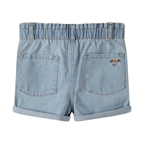 Minoti Korte geborduurde paperbag meisjes denim (Lichtblauw) - Image 2