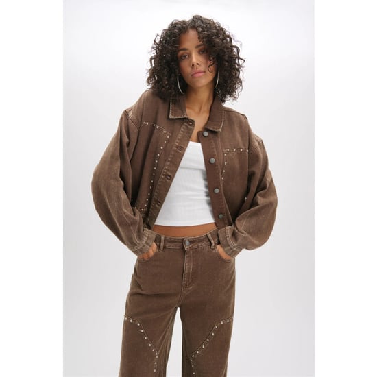 Refined Department R2602473889 ladies woven oversized studded jeans jacket honni - Image 1