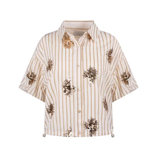 Nukus Nks02136 143 leia blouse stripe paillet offwhite/fango - Image 1