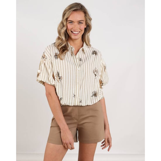 Nukus Nks02136 143 leia blouse stripe paillet offwhite/fango - Image 3
