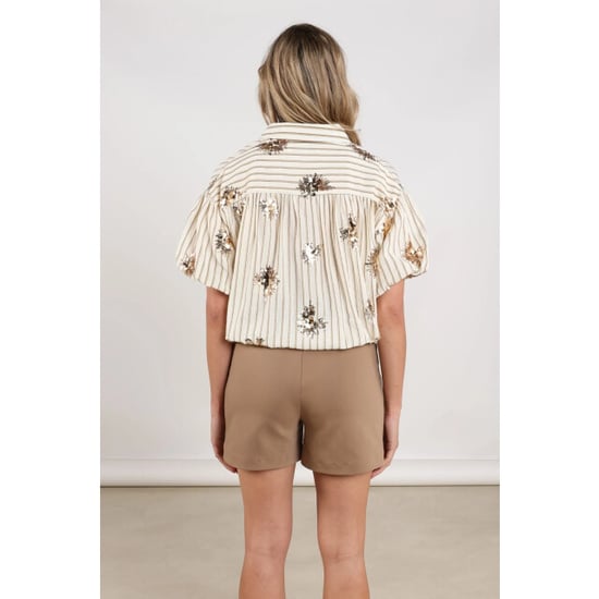 Nukus Nks02136 143 leia blouse stripe paillet offwhite/fango - Image 5