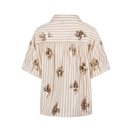 Nukus Nks02136 143 leia blouse stripe paillet offwhite/fango - Image 6