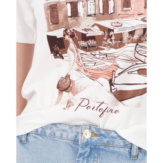 Monari  t-shirt with city print 410553 105 cream - Image 3
