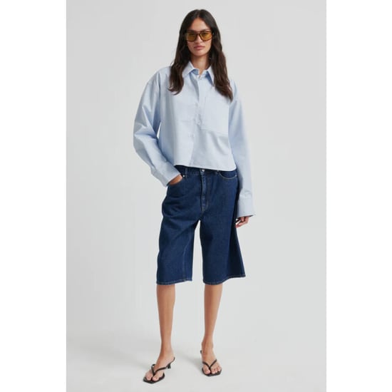 Second Female blouse lm joza cropped shirt 5996 light blue denim - Image 6