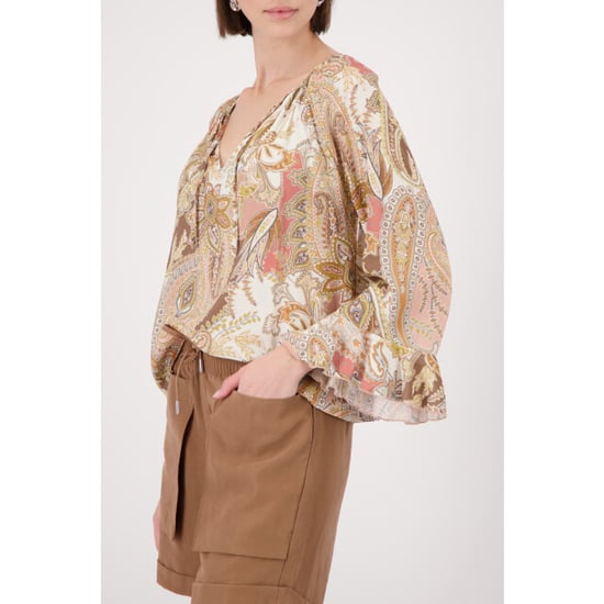 Monari  blouse with paisley pattern 410570 525 mocca pattern - Image 5