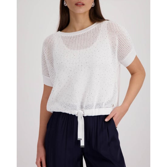 Monari  ajour knitted jumper with rhinestones 410875 105 cream - Image 3