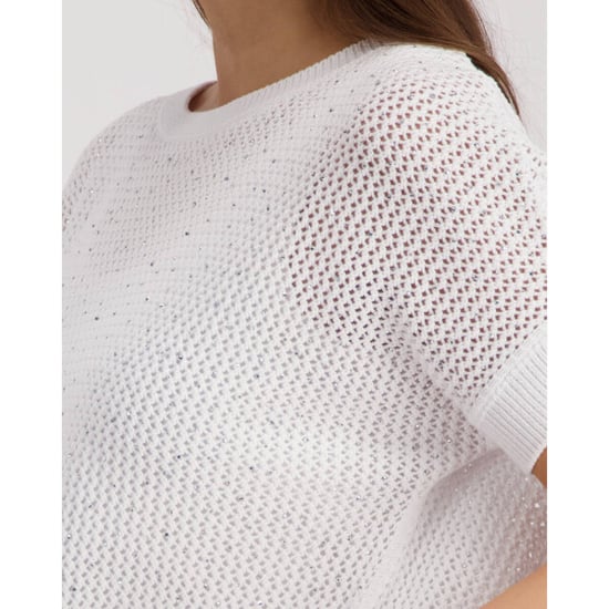 Monari  ajour knitted jumper with rhinestones 410875 105 cream - Image 4