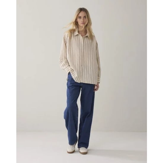 Summum 2s3455-12374 107 blouse adjustable chenille stripe ivorymidnightblue - Image 3