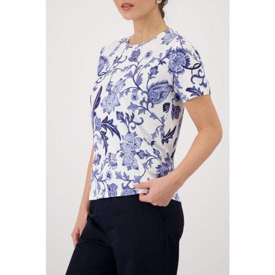Monari  t-shirt with floral pattern 410666 757 marine pattern - Image 3