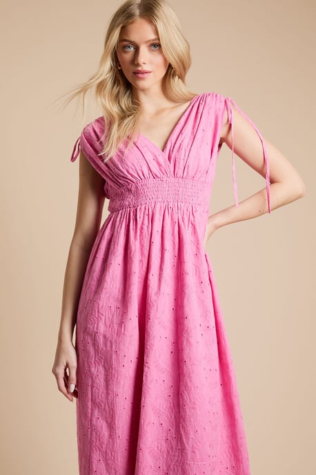 Drawstring Shirred Bodice Midi Dress - Image 2