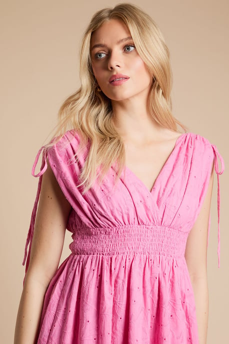 Drawstring Shirred Bodice Midi Dress - Image 4