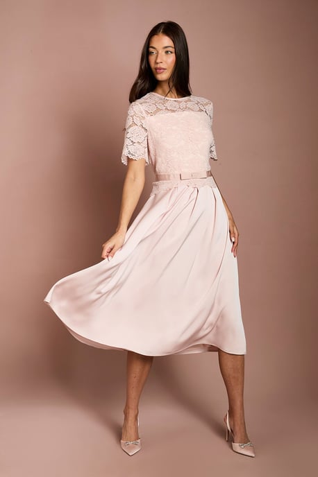Lisa Tan Colour Block Full Skirt Midi Dress - Image 1