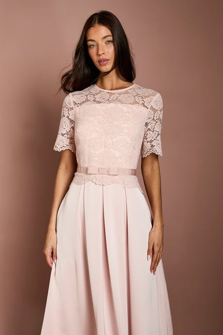 Lisa Tan Colour Block Full Skirt Midi Dress - Image 2