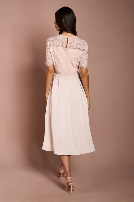 Lisa Tan Colour Block Full Skirt Midi Dress - Image 3