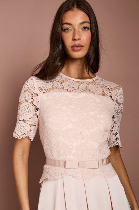 Lisa Tan Colour Block Full Skirt Midi Dress - Image 4
