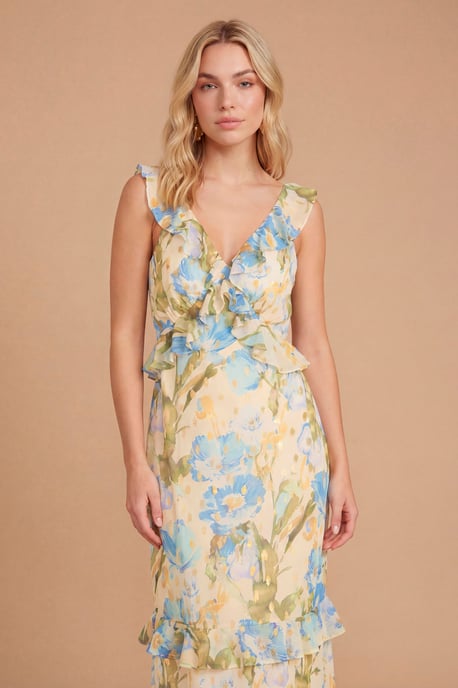 DP Luxe Ruffle Flutter Frill Tiered Hem Midi Dress - Image 4